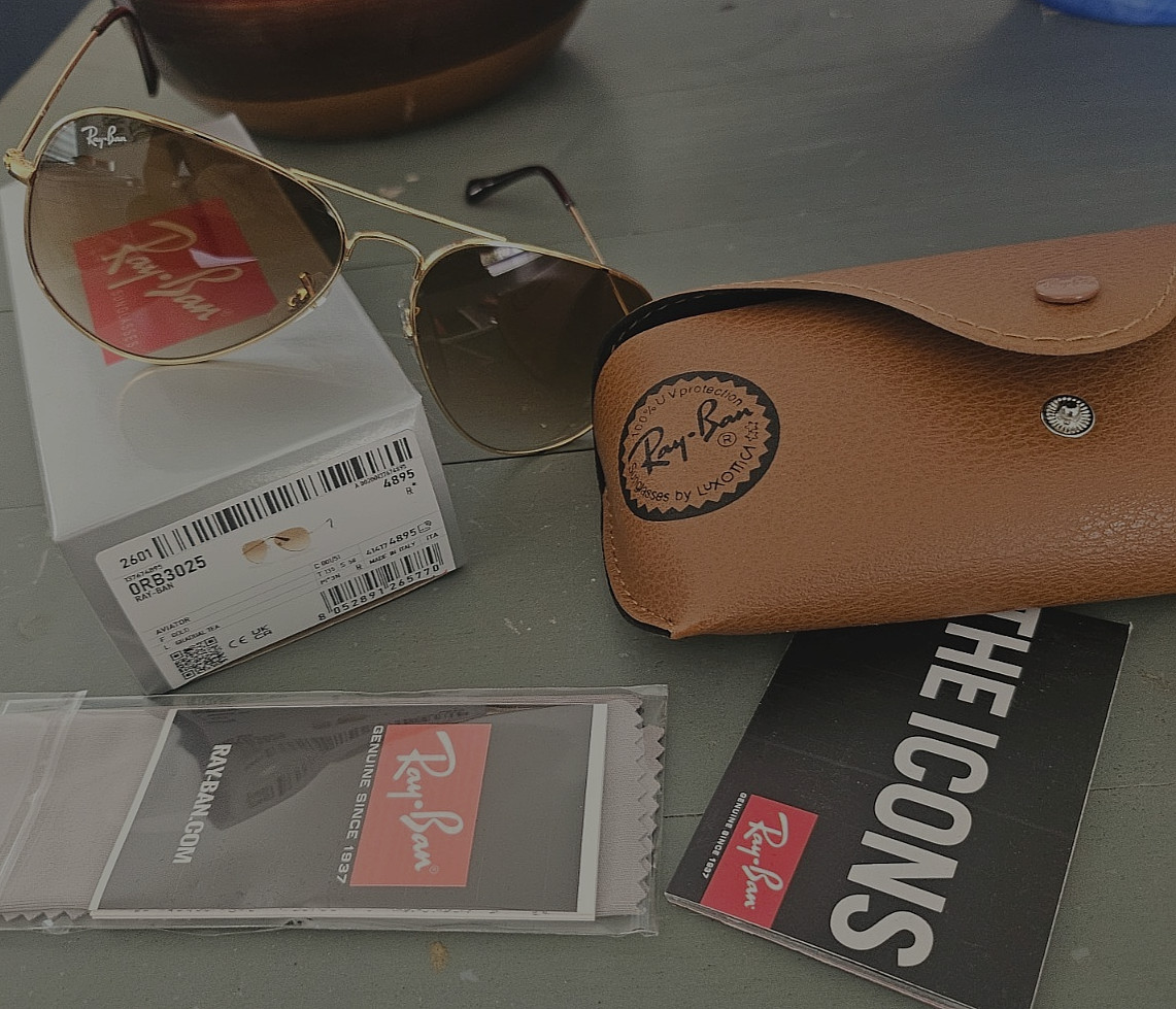Ray-Ban Sunglasses RB3025 Aviator Gradient Gold Frame Light Brown Lens 58mm