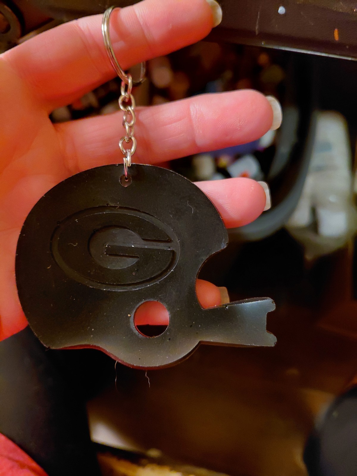 Handmade Resin Football Helmet Keychain