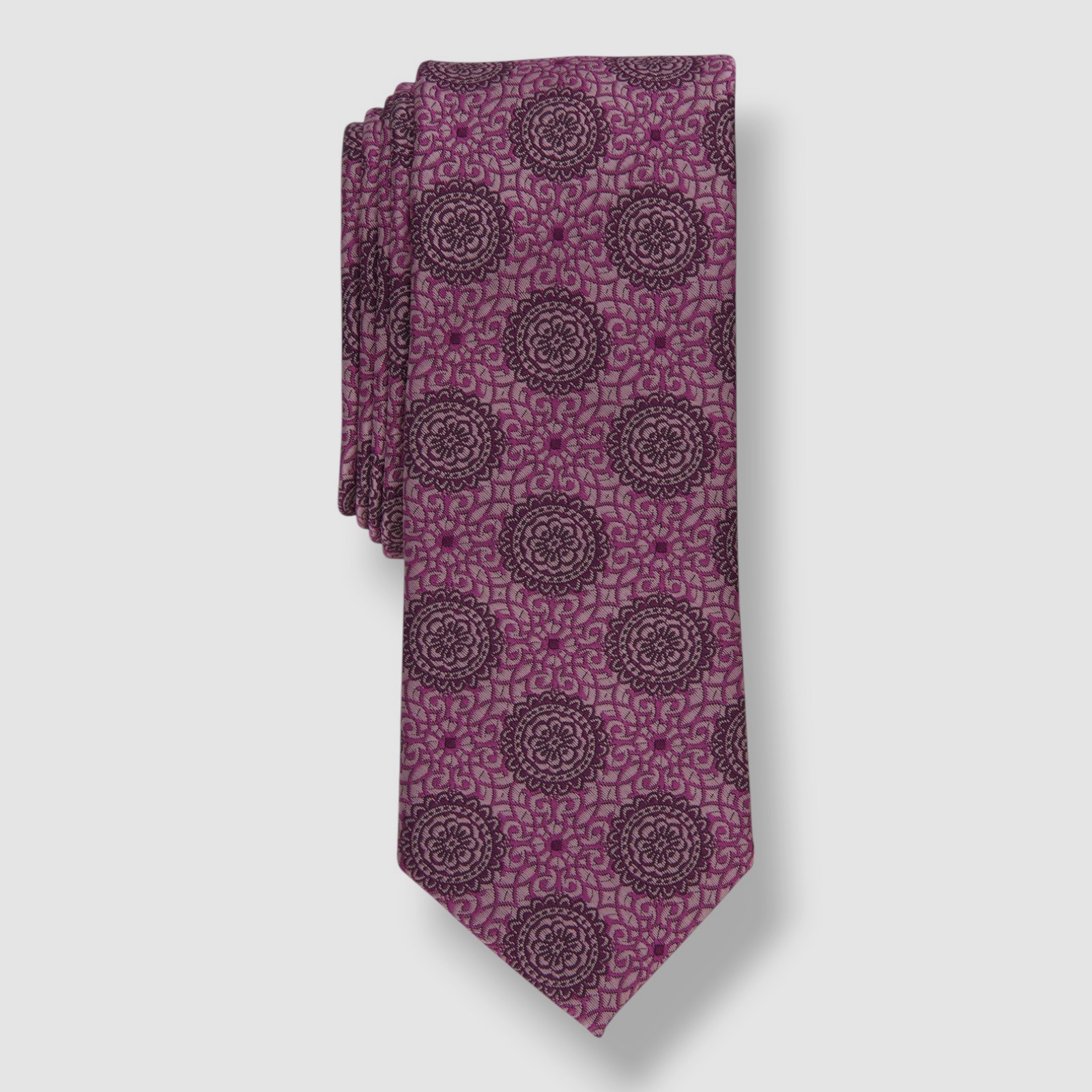 Bar III Men’s Pink Brussels Medallion Skinny Neck Tie Size 56×2.5
