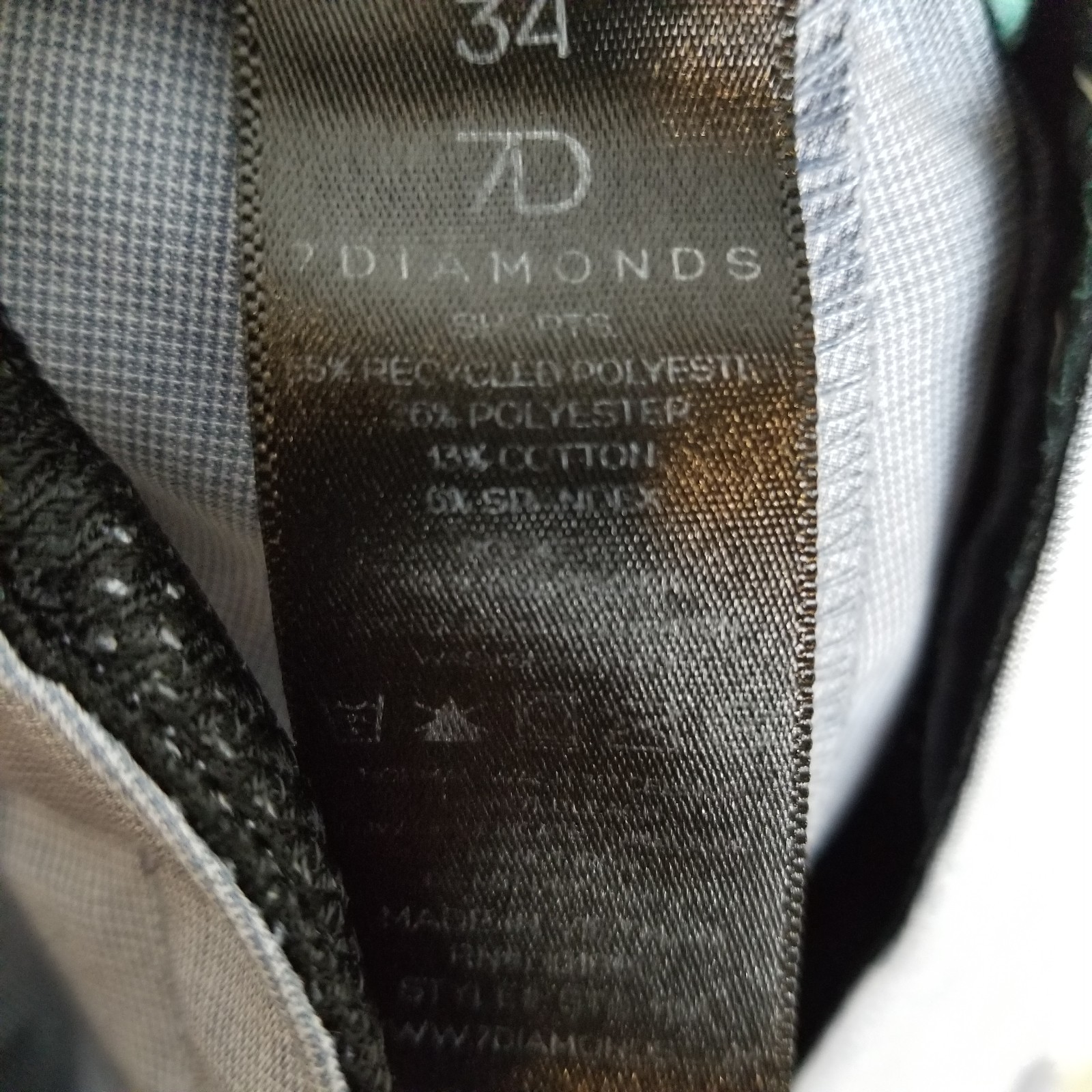 7D 7Diamonds Men Momentum Performance Shorts Sz 34 Gray Stretch Chino Quick Dry