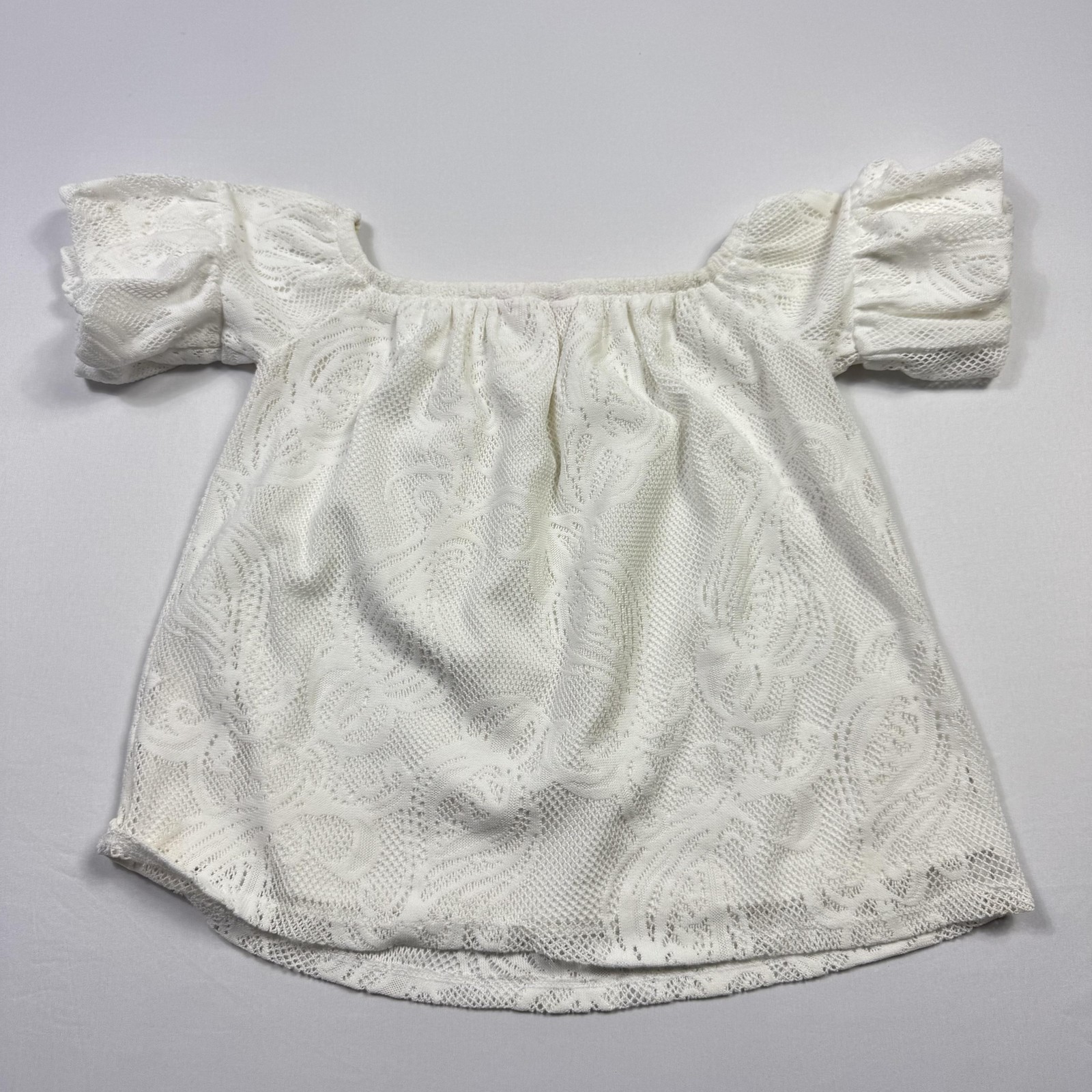 Lilly Pulitzer Top Womens XXS White Lace Off Shoulder Short Sleeve Blouse Poly