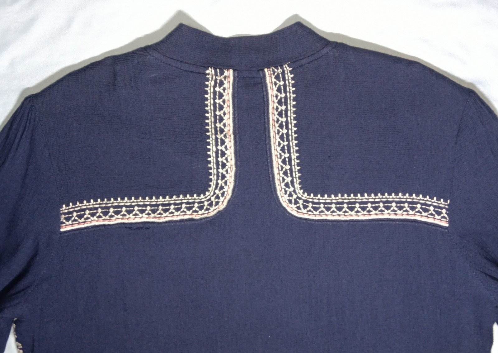 Octavia Zip Front Smocked Shirt Cotton 3/4 Sleeve Swing Peblum Fair Isle Size S