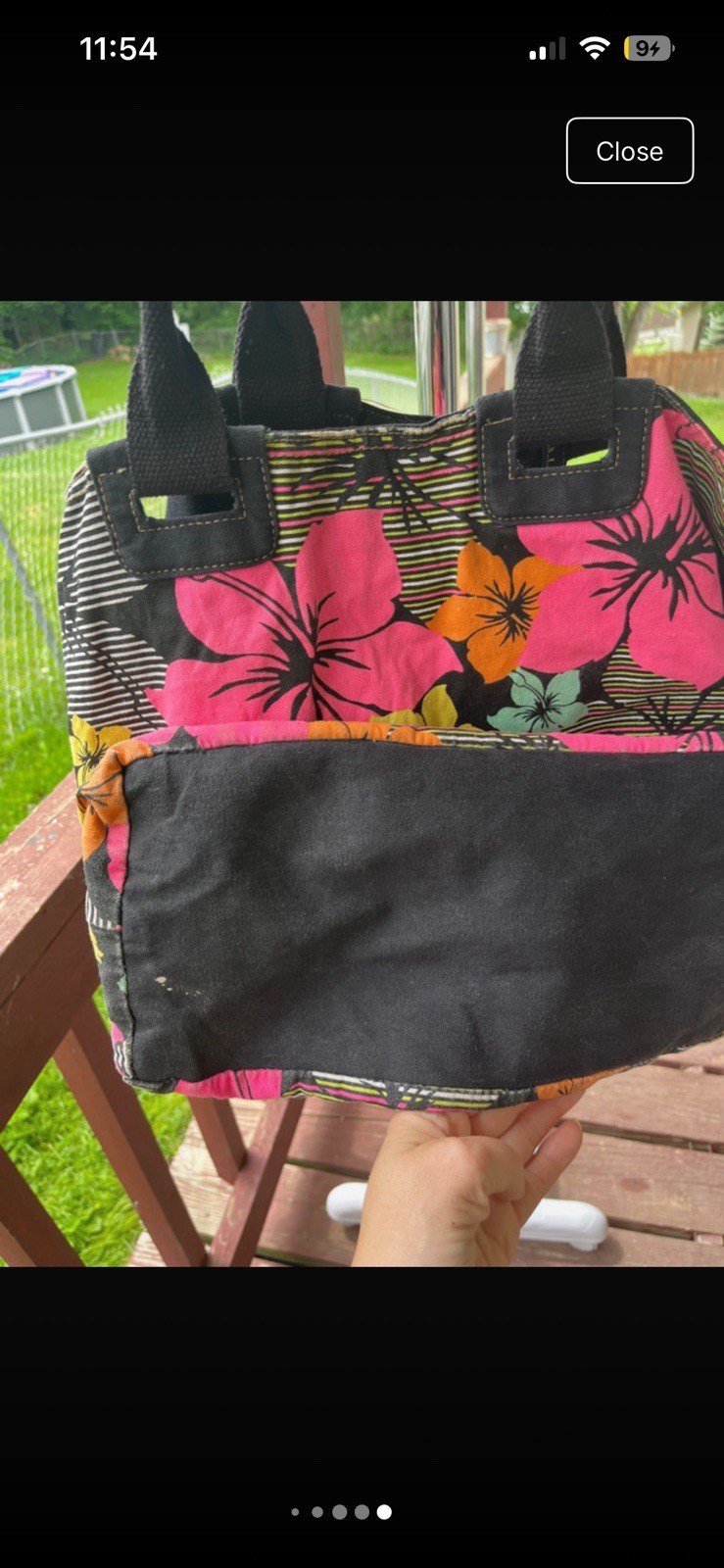Y2K RARE Joe Boxer Tropical Floral Tote Bag Pink Lining Inner Pockets Magnetic
