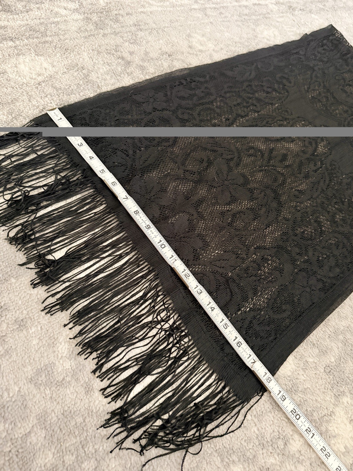 Black Floral Lace Wrap Scarf Shawl with Tassels Multifunctional