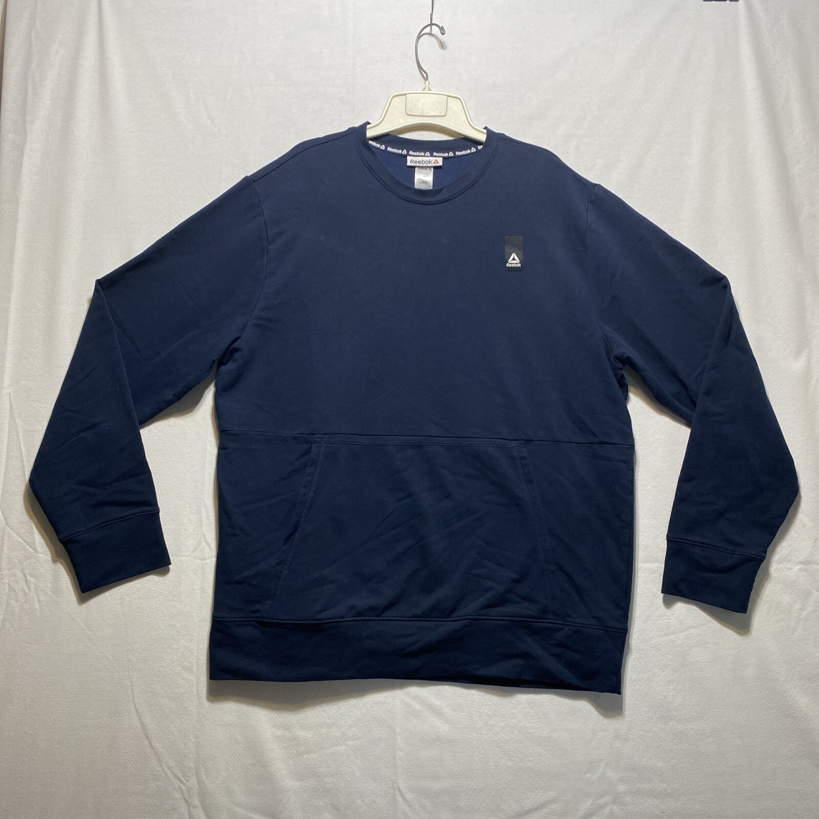 Men’s Reebok Long Sleeve Sweatshirt Blue Large Cotton/Polyester/Spandex Blend
