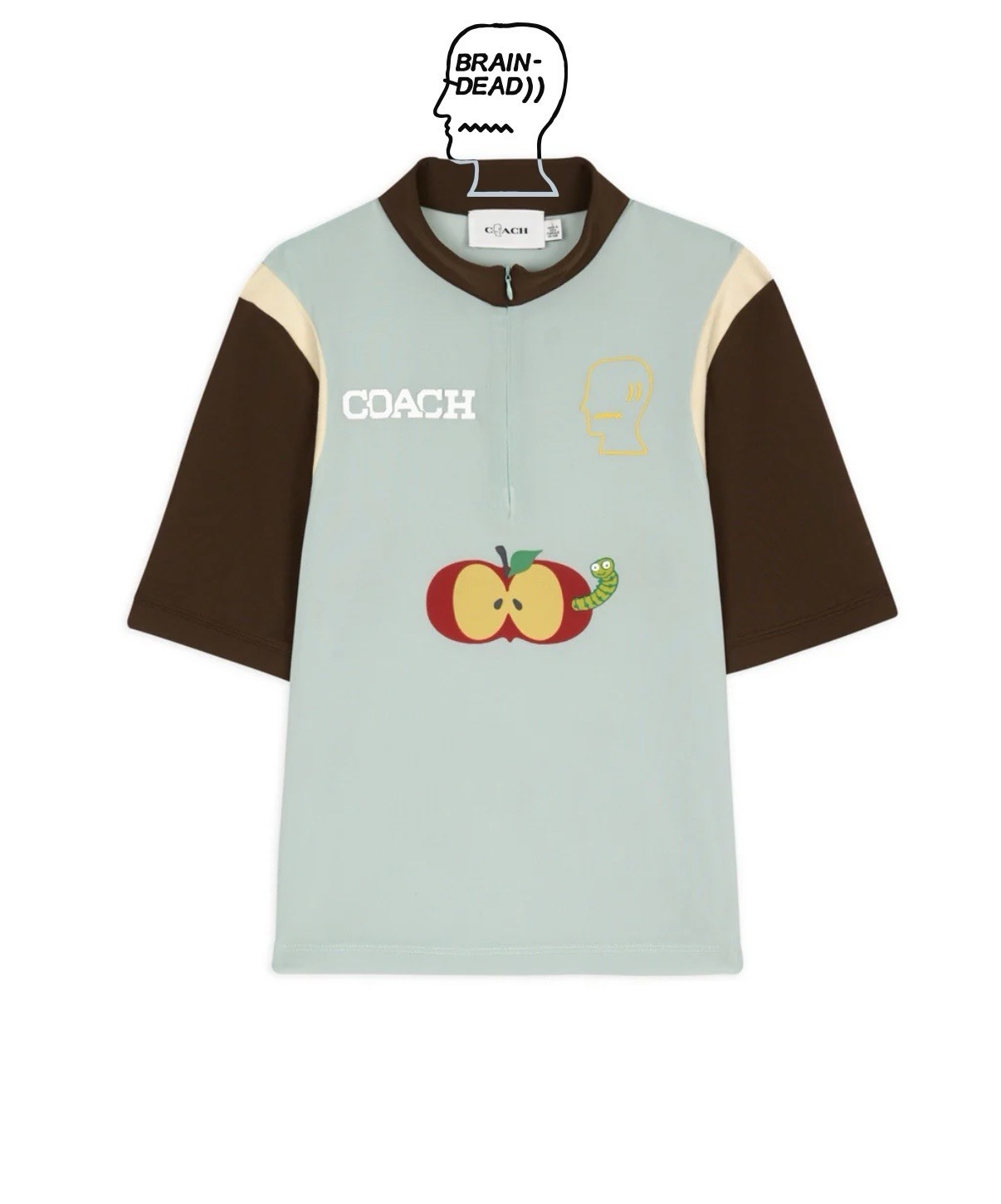 NEW BRAIN DEAD X COACH MESH QUARTER ZIP TOP shirt LIGHT GREEN Womens Charms