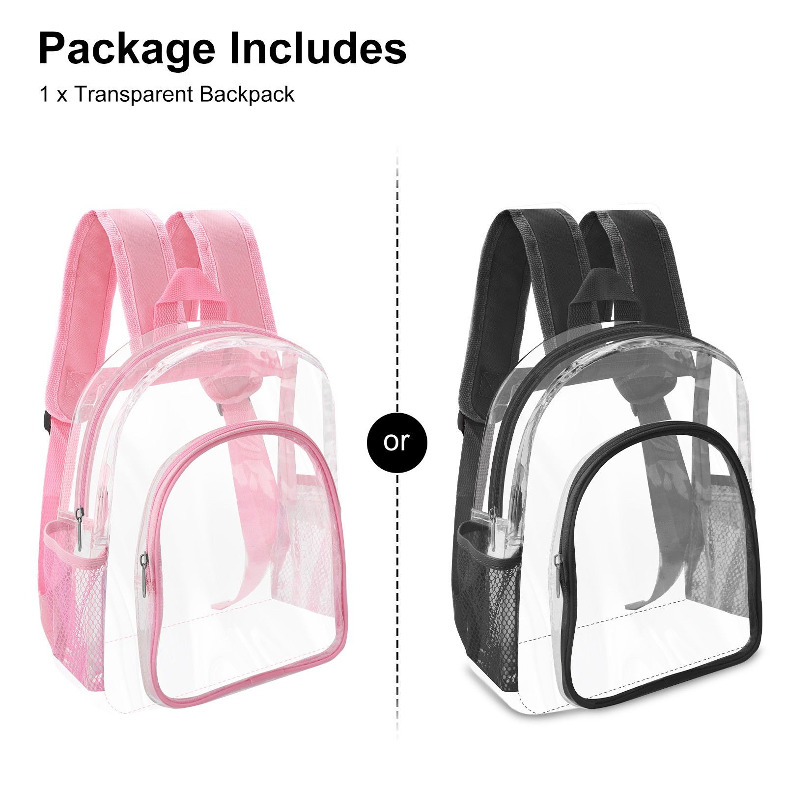 Clear Backpack 11.4×8.6×4.7″ Transparent Bag w/ Adjustable Straps for Any Events