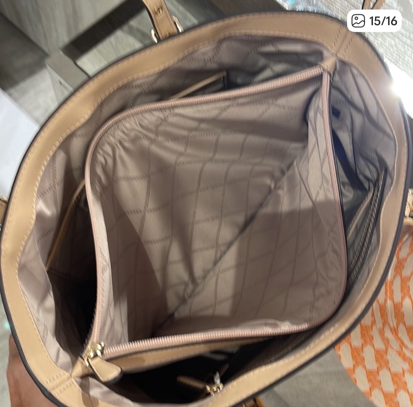 michael kors large leather tote bag oyster color