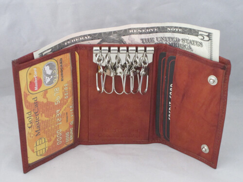 Men’s Key Holder Accessory 6 Key Chain Wallet Case Burgundy by Leatherboss