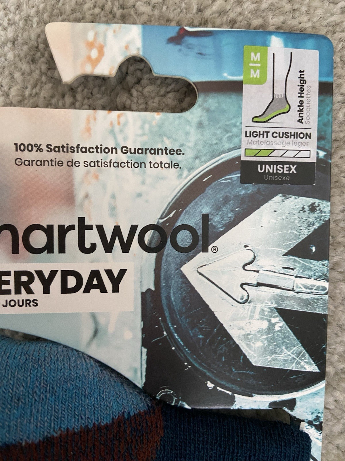 SmartWool Everyday Top Stripe Ankle Socks Light Cushion Marlin Blue Size Medium