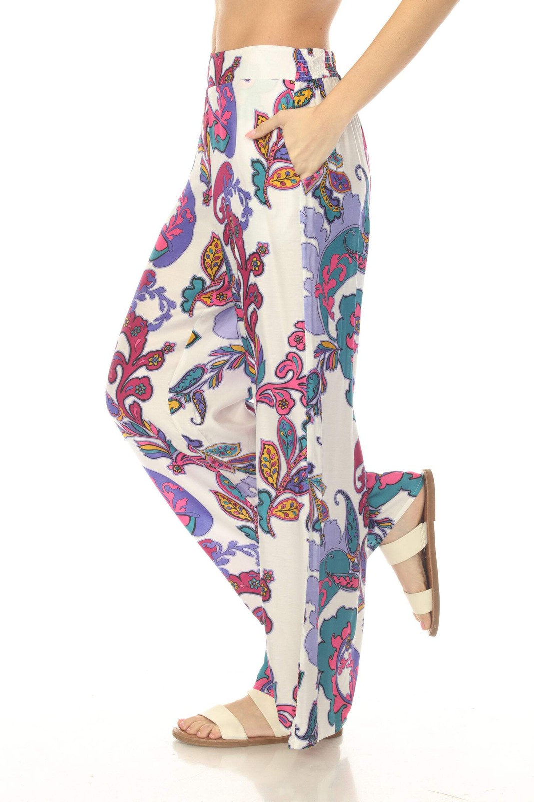 Johnny Was Paisley Smocked Waist Flared Pant CSW2525-J