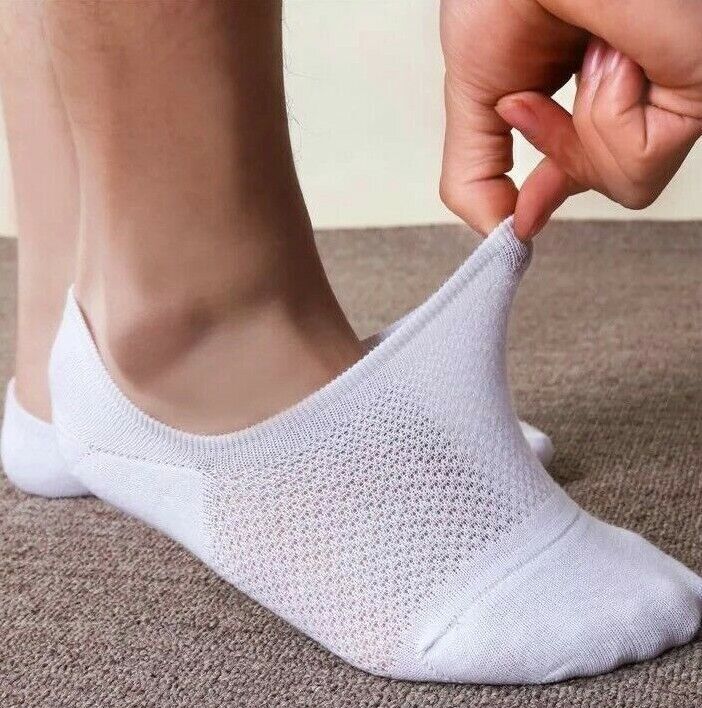 6Pairs Men Bamboo Cotton No Show Socks Low Cut Casual Sport Solid Nonslip Summer