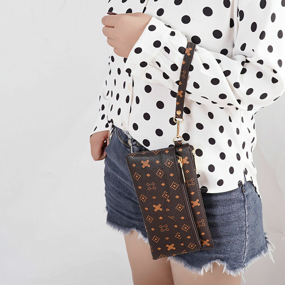 Women Leather Clutch Wallet Fashion Zip Long Purse Card Holder Phone Handbag
