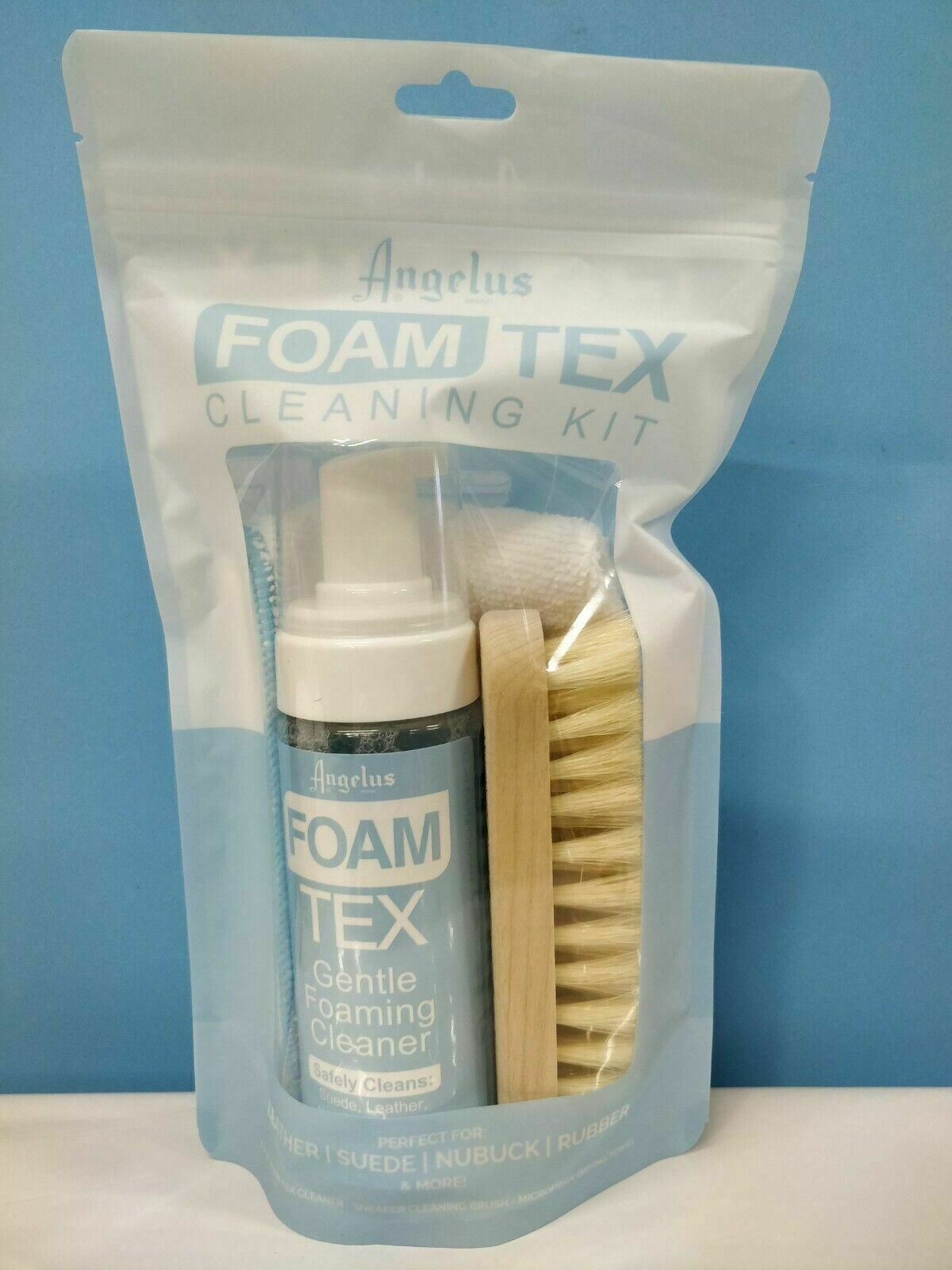 Angelus Foam Tex Sneaker Cleaning Kit Cleaner 5.7 oz liquid, Brush, and Towel