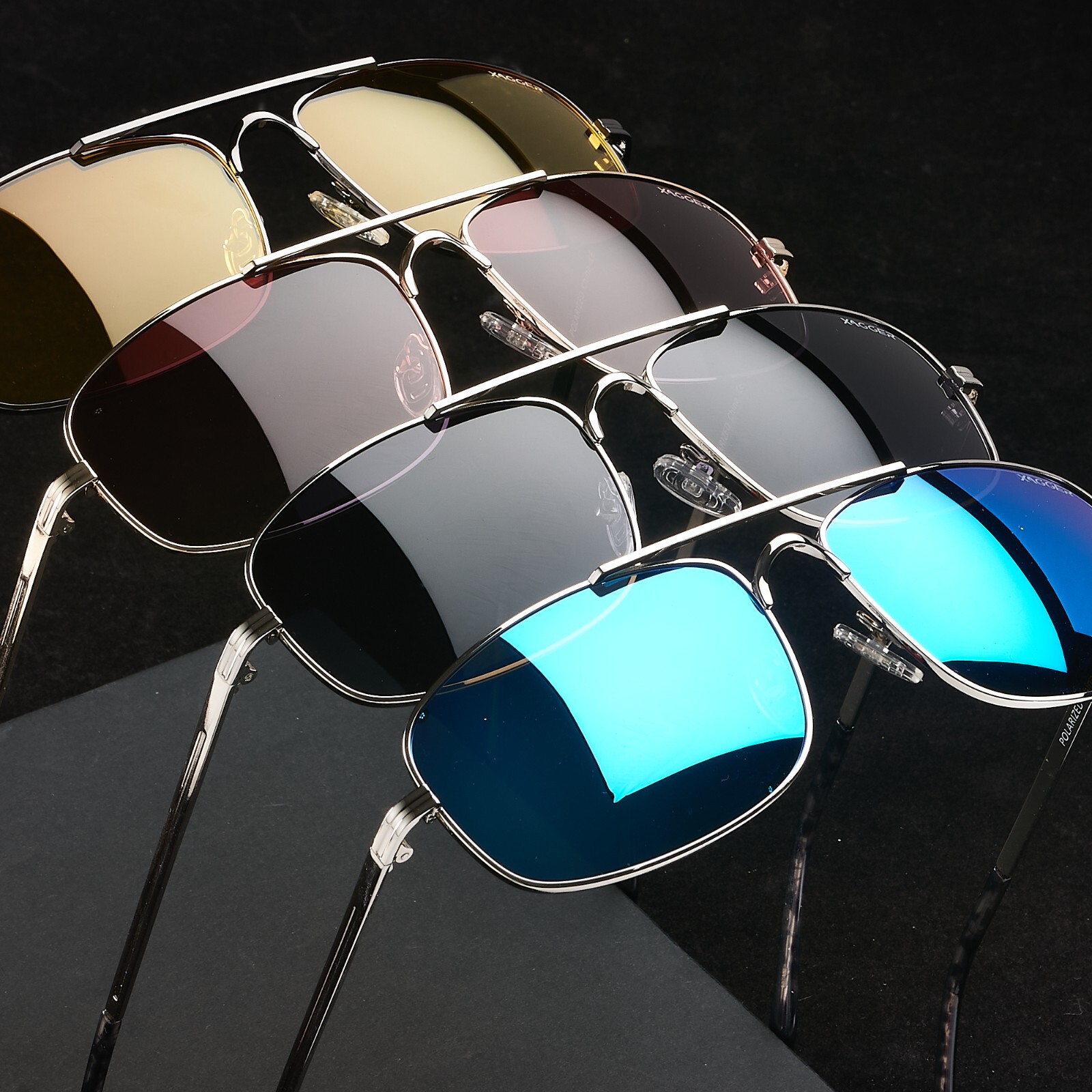 Xagger Polarized Brow Bar Aviator Sunglasses for Men Military Style Metal