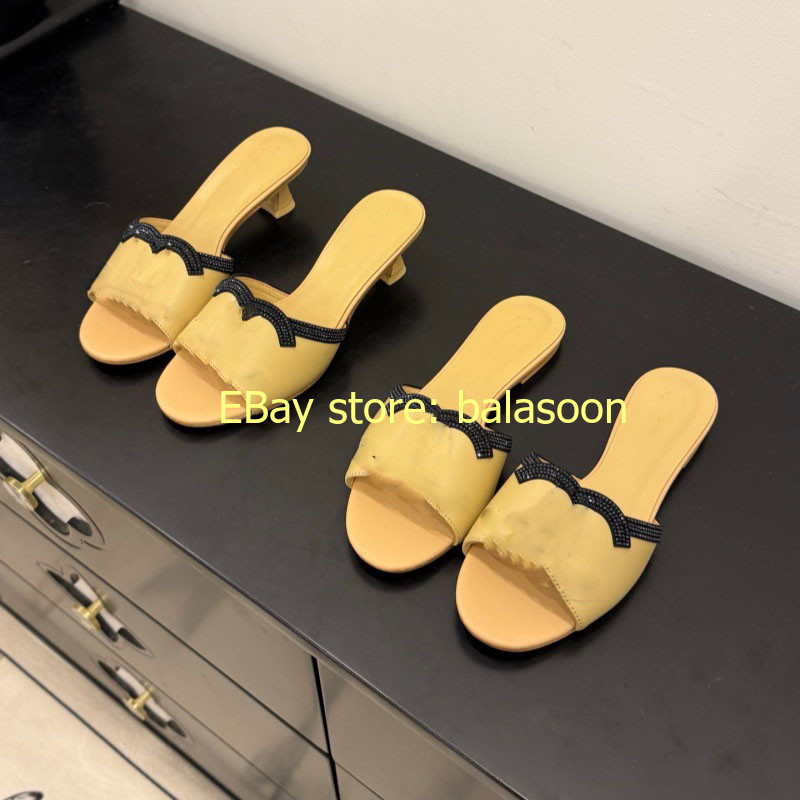 2026 summer genuine leather rhinestone flat slippers stiletto slippers 35-41