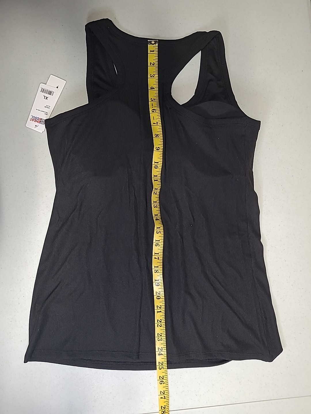 New 32 Degrees Women Stretch Rib Padded Tank Top Racer Back Black XL