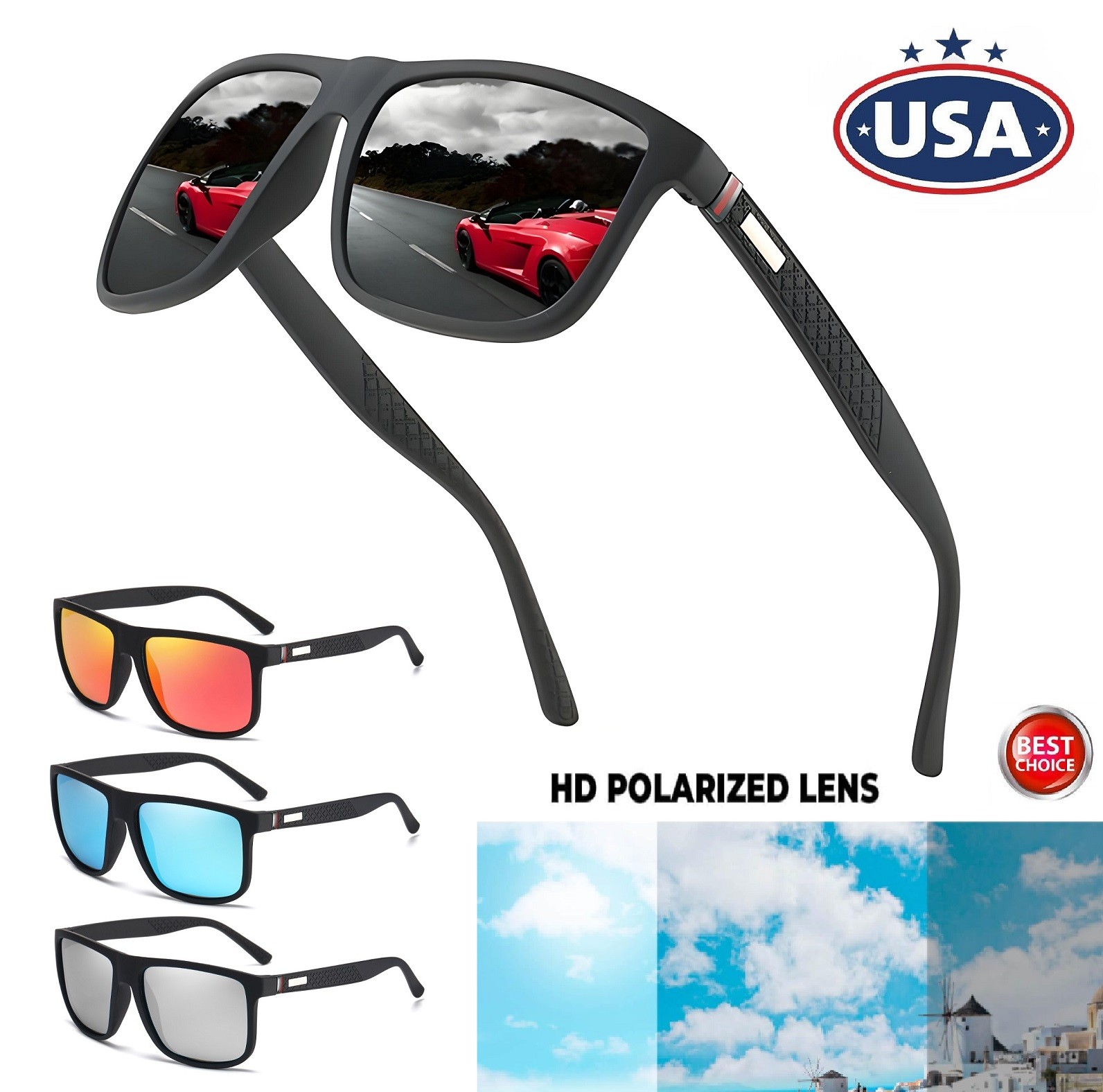 Polarized Sunglasses for Men Women, Classic Sport Sun Glasses for Driving etc..