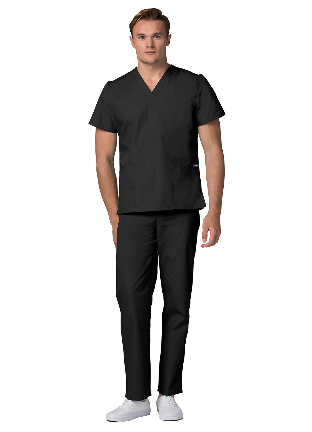 Adar Men’s Medical Nursing Doctor Scrub Set Uniform V-neck Shirt & Pants