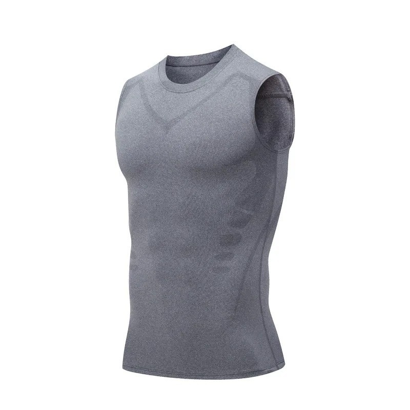 Men Compression Shirt Version Ionic Shaping Sleeveless Vest Sport Tank Top S-2XL
