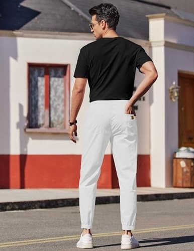 Coofandy Pants Cargo Solid Mens Casual Joggers Elastic Drawstring Chino Hiking