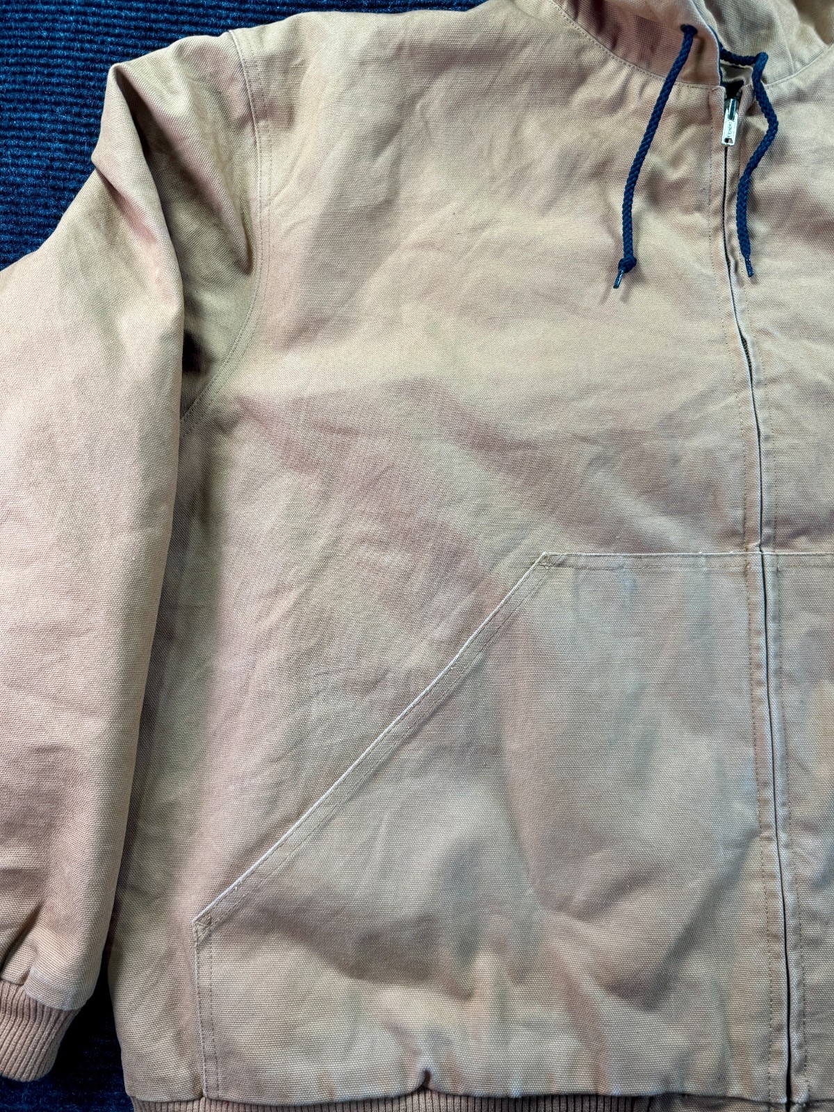 Dickies Duck Canvas Hooded Work Jacket Tan Brown Zip Up 3XL Lined