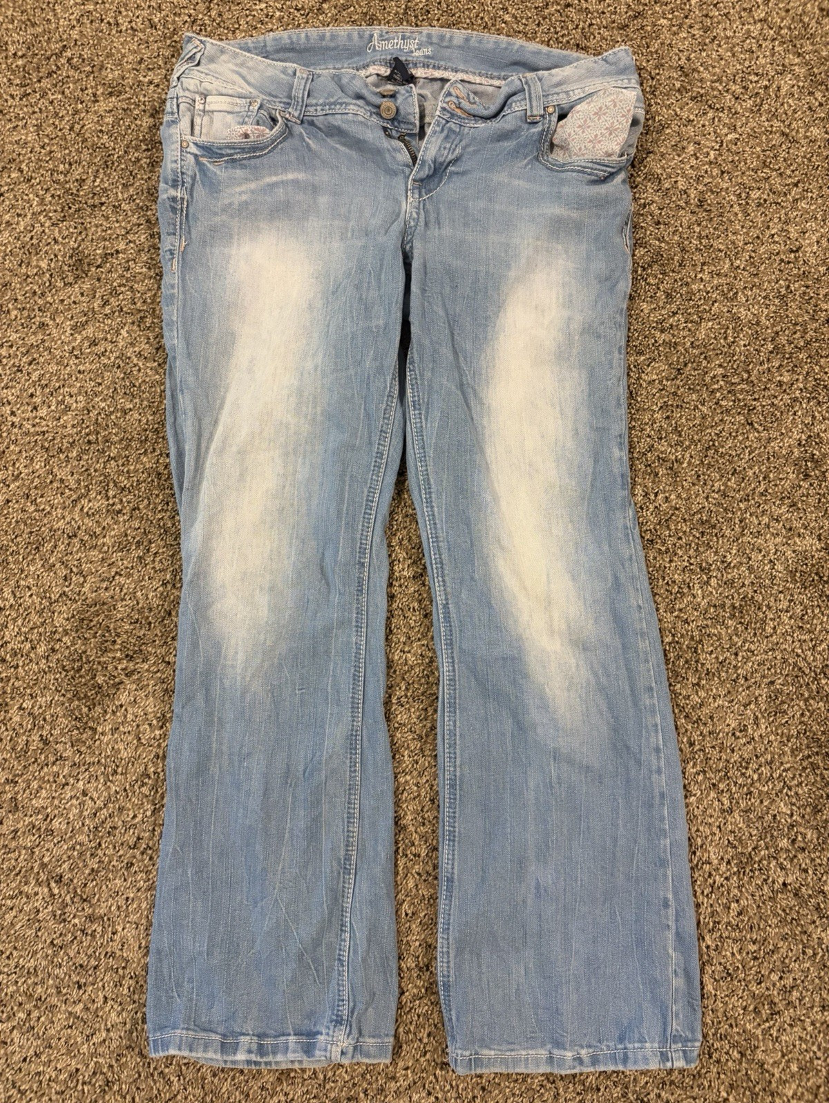 Amethyst Jeans Girls Size 14 Light Wash Blue Bootcut Denim Cotton/Spandex