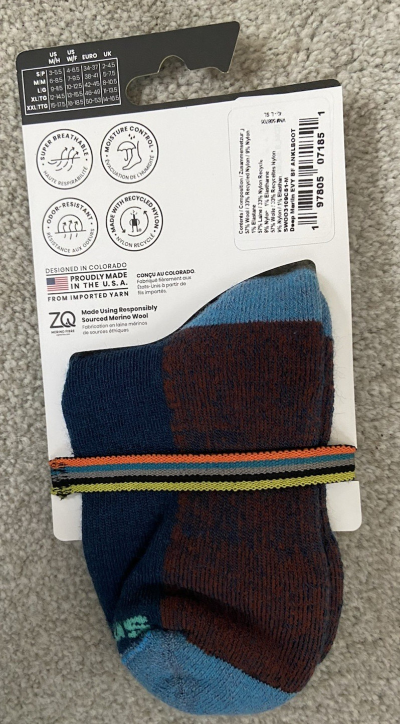 SmartWool Everyday Top Stripe Ankle Socks Light Cushion Marlin Blue Size Medium
