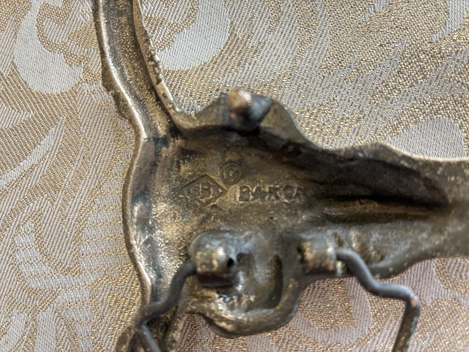 Vintage BARON Brass Longhorn Belt Buckle W/ sz 36 1.7” Leather Belt & 2nd Buckle