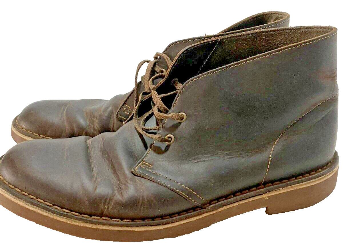 CLARKS COLLECTION Mens Bushacre Distressed Brown Leather Chukka Boots SZ 9 M