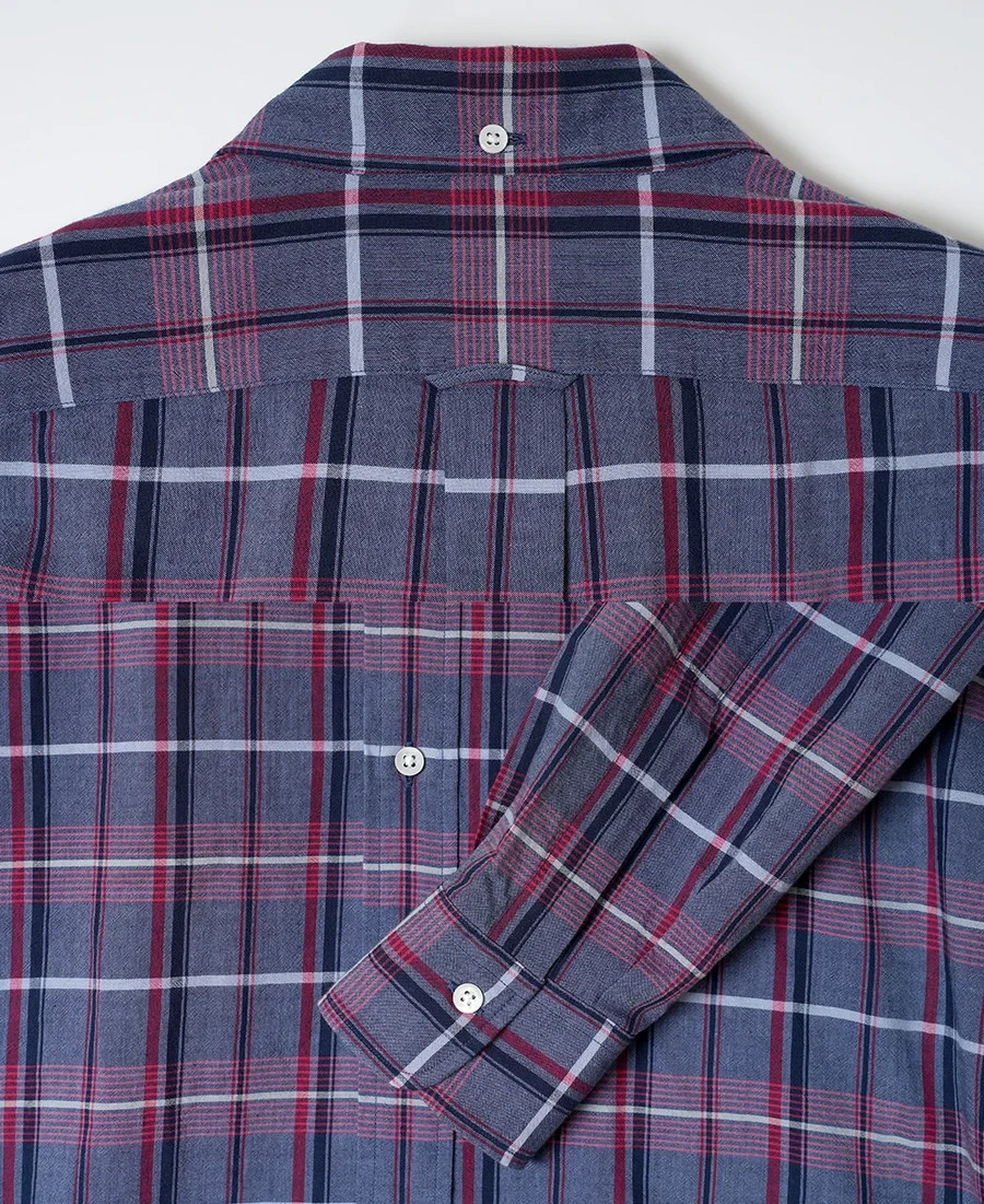 Kamakura VINTAGE IVY BUTTON-DOWN BLUE MADRAS PLAID John Coltrane 16.5 M/L