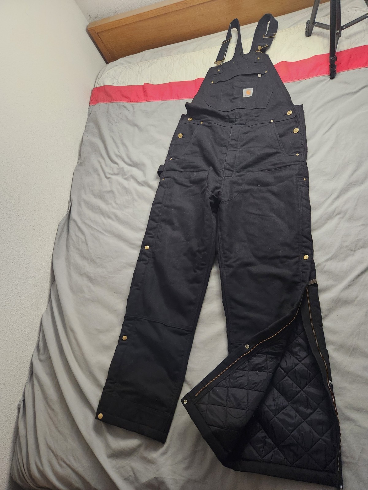 Carhartt Firm Duck Canvas Insualted Overalls Mens Medium Tall Black 104393 BLK