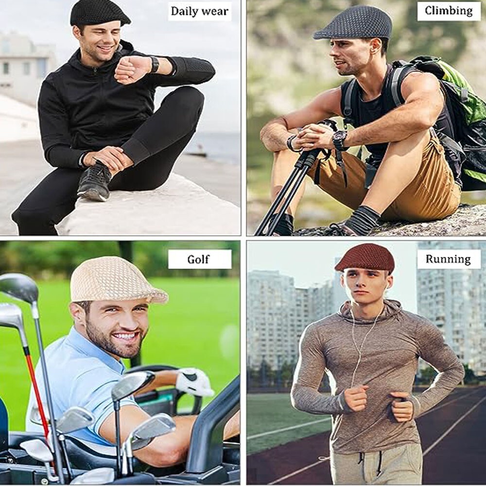 Summer Mesh Plain Newsboy Gatsby Cap Ivy Hat Golf Driver Mens Flat Cabbie Hats