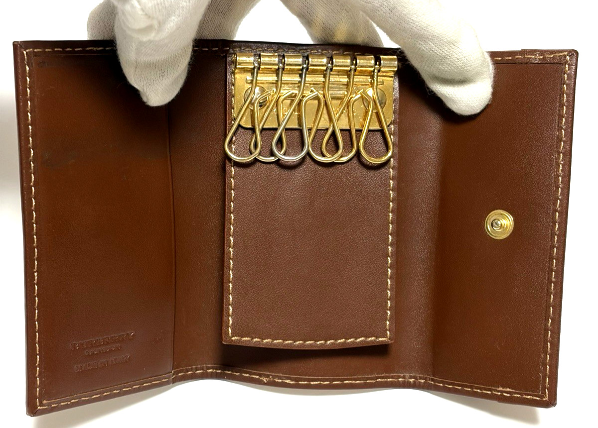 Burberry Brown Key Case Key Ring Nova Check Men’s Women’s Accessory 6 Hooks pvc