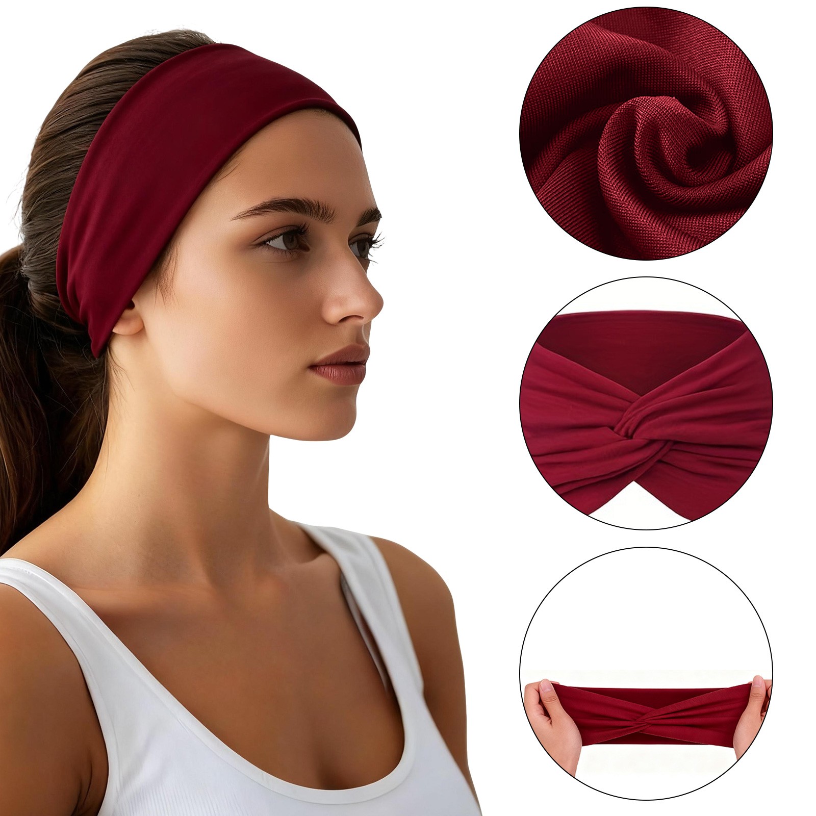 10 PCS Soft Elastic Headbands Unisex Wide Sports Hair Bands for Gym Running Yoga