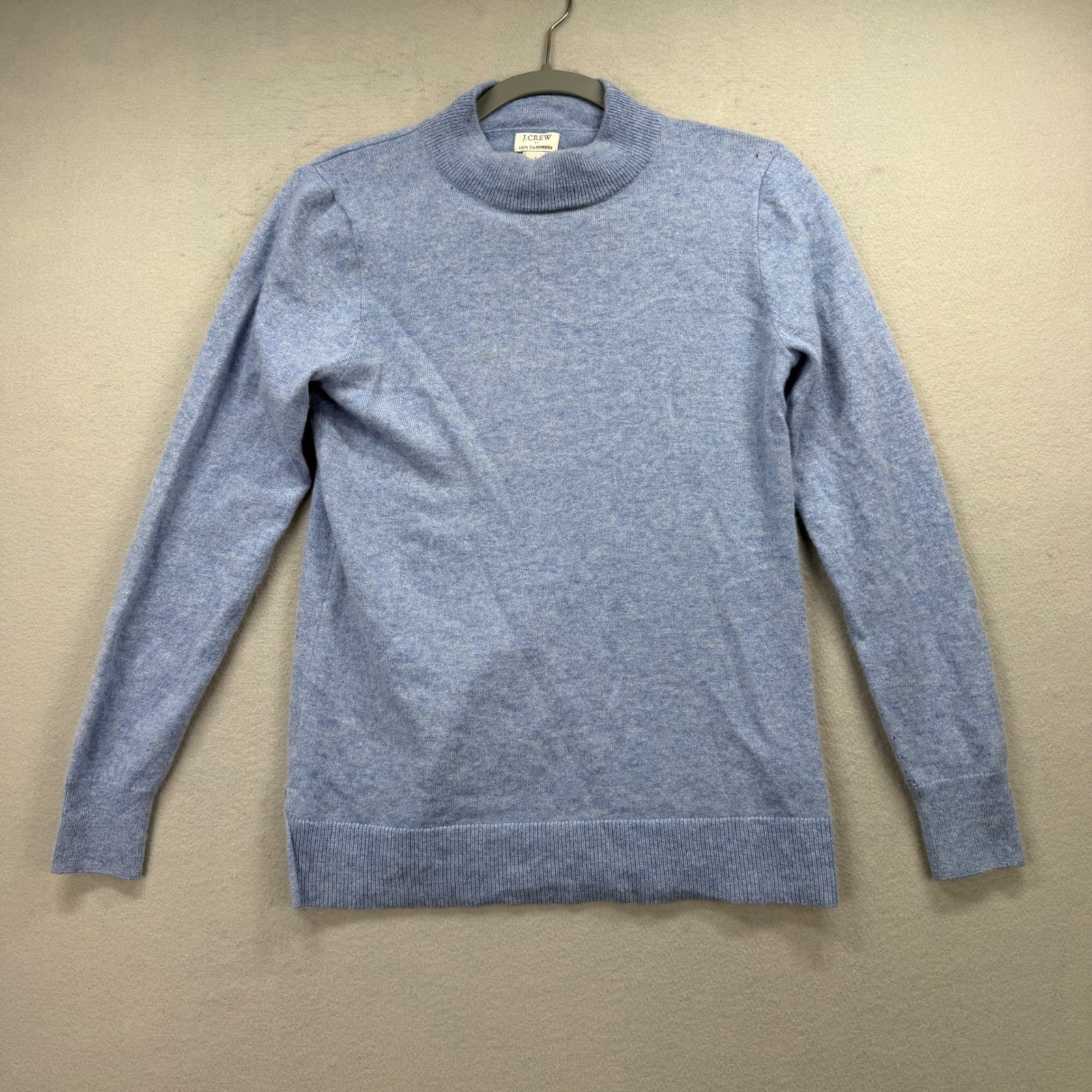 J.Crew Cashmere Mock Neck Sweater Womens Small Blue Long Sleeve Knit Top