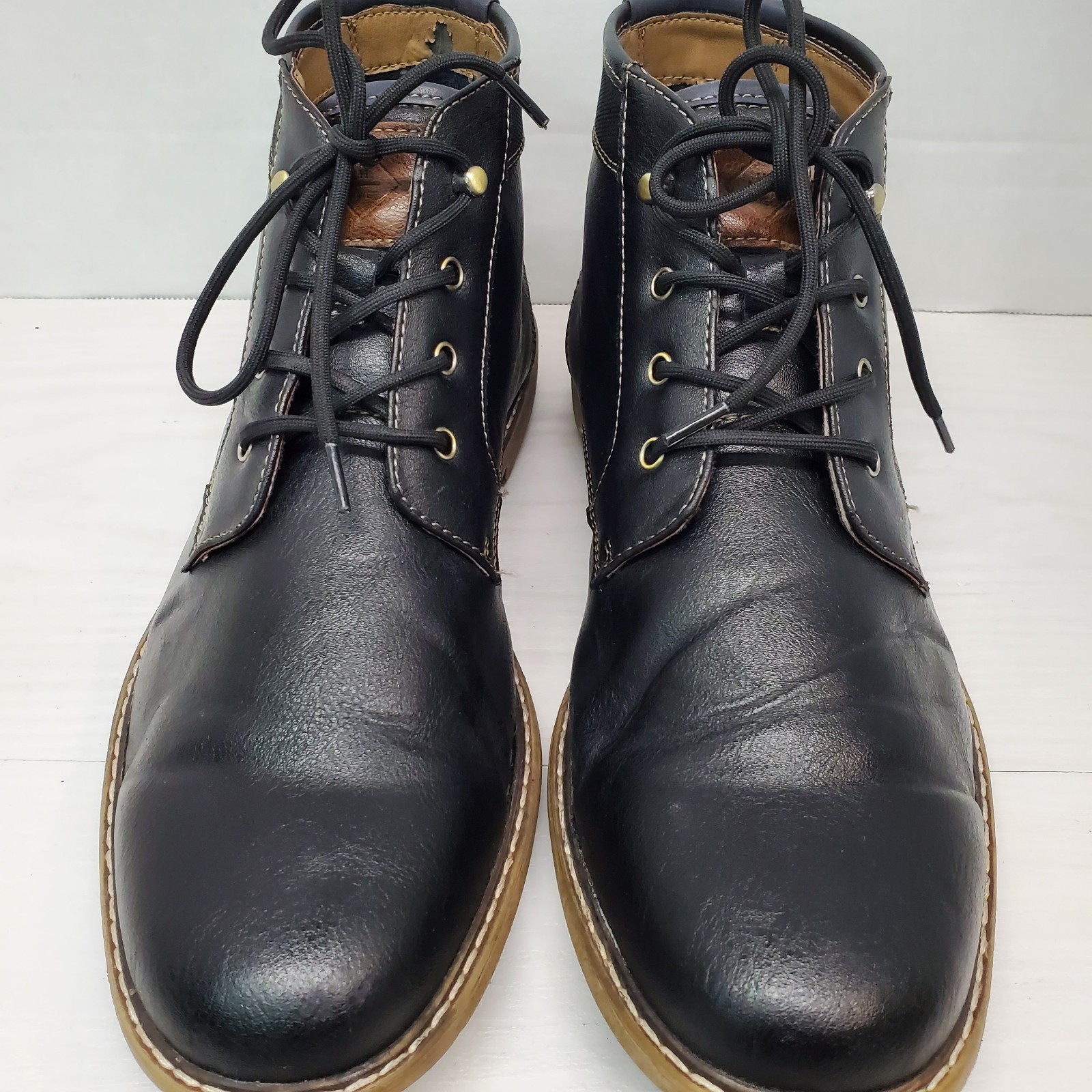 HAWKER RYE Chukka Boots Men Size 9 Leather Black Classic Ankle Boots Fast Ship