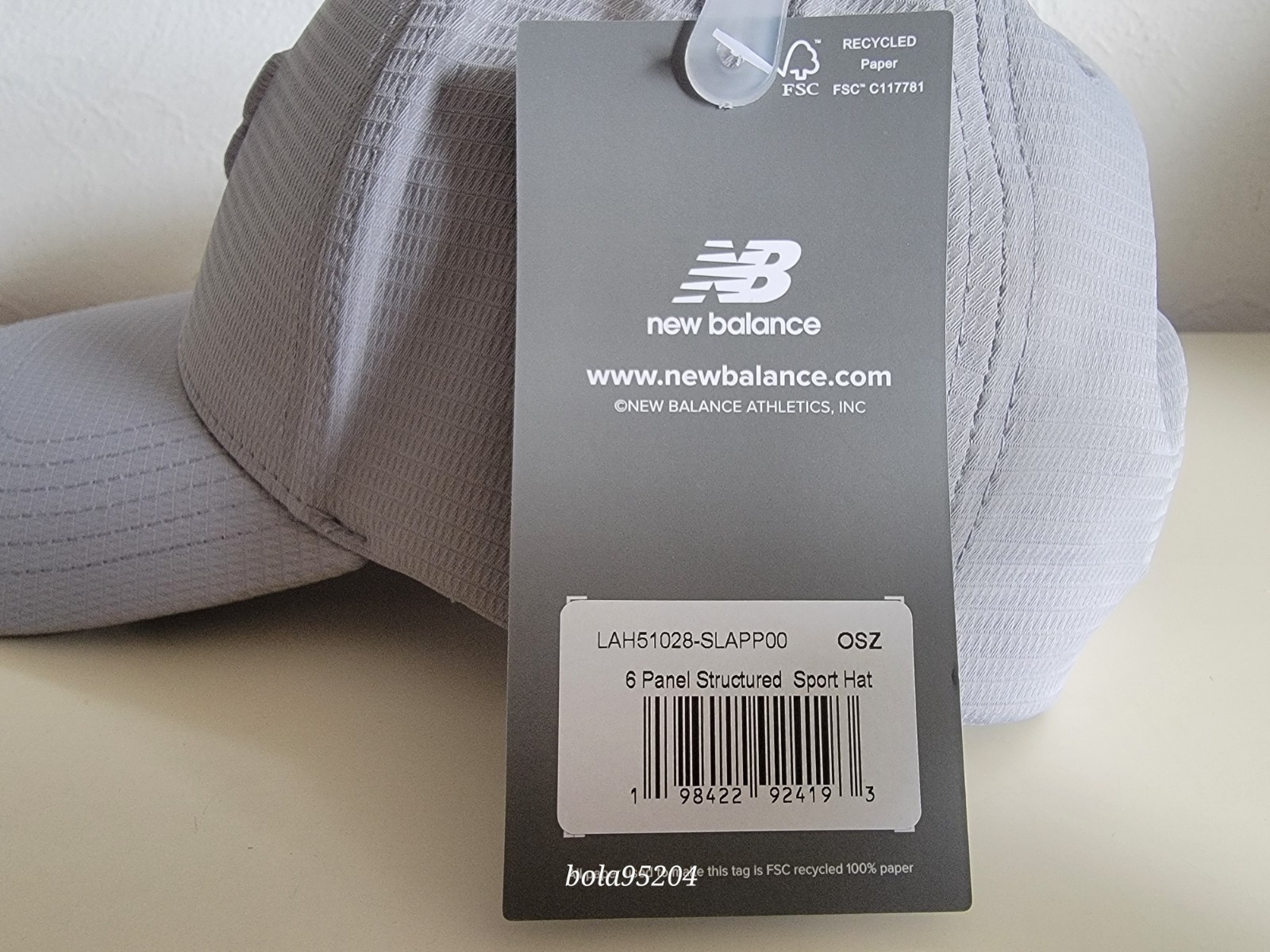 New Balance 6 Panel Structured Sport Baseball Hat Cap Grey One Size NWT