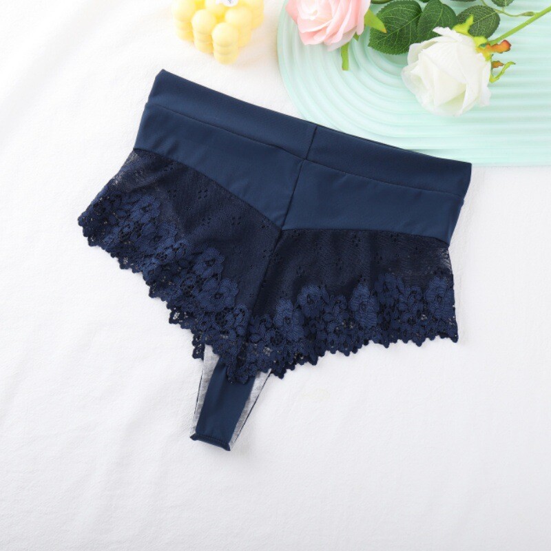 4 Pack Lot Sexy Womens High Waist Thongs Panties G string Lace Sheer Underwear
