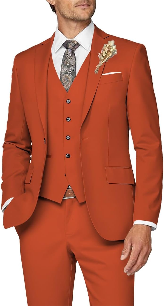 3 Piece Slim Fit Suit for Men Formal Business Wedding Prom Tuxedo Set