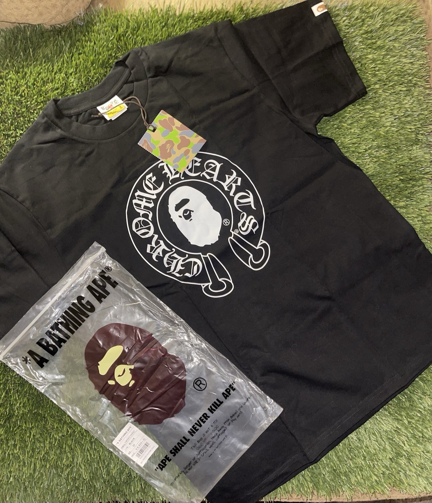 A Bathing Ape BAPE x ChromeHearts Graphic Logo Crew Neck T-Shirt Mens M