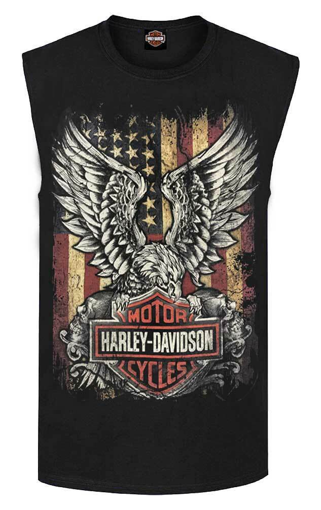 Harley-Davidson Men’s Custom Freedom Sleeveless Crew Neck Muscle Shirt – Black