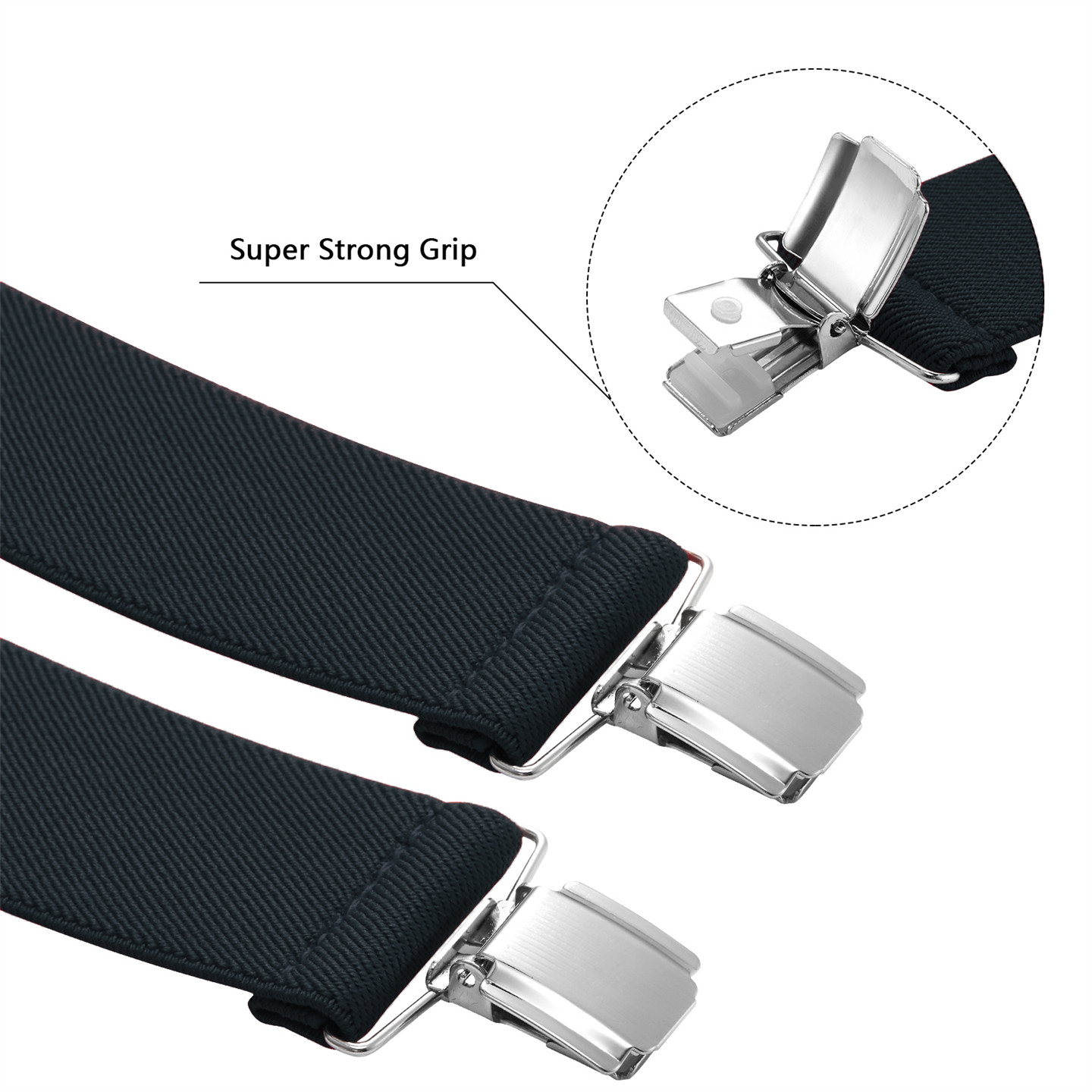 Buyless Fashion Suspenders Mens – 48″ Elastic Adjustable Straps 1 1/4″ – X Shape