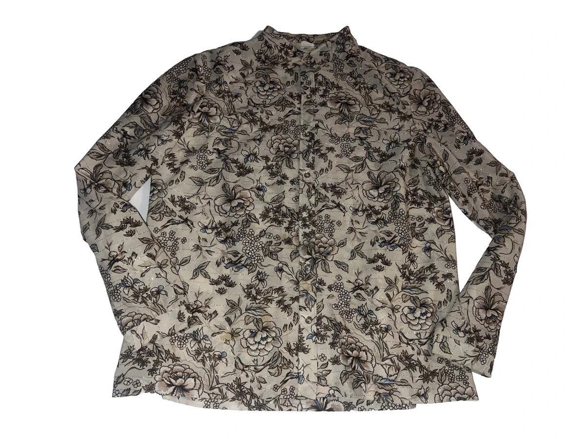 Size M Boho Long Sleeve Shimmering Shirt Length 25” Buttons L9