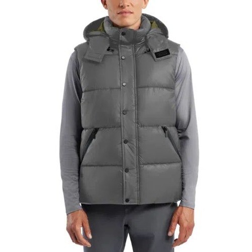 Hunter Men’s XL Chiswell Puffer Vest Grey Detachable Hood Y8223HUM