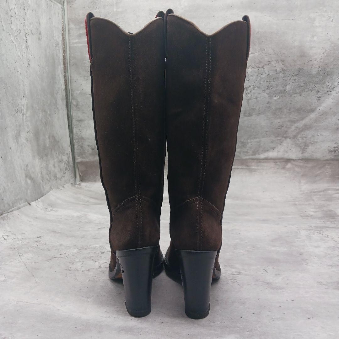 Gucci Sherry Line Suede Long Boots Brown Size 35C (22.5cm) Heel 9.7cm 061153d