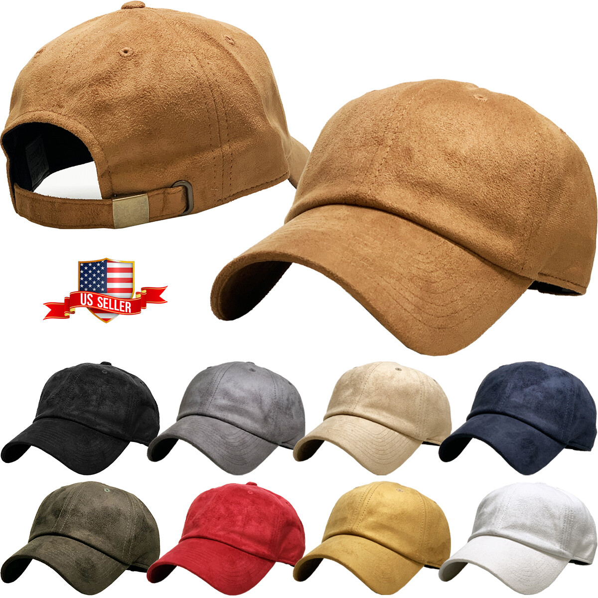 6 Panel Suede Dad Hat Baseball Classic Adjustable Soft Plain Cap