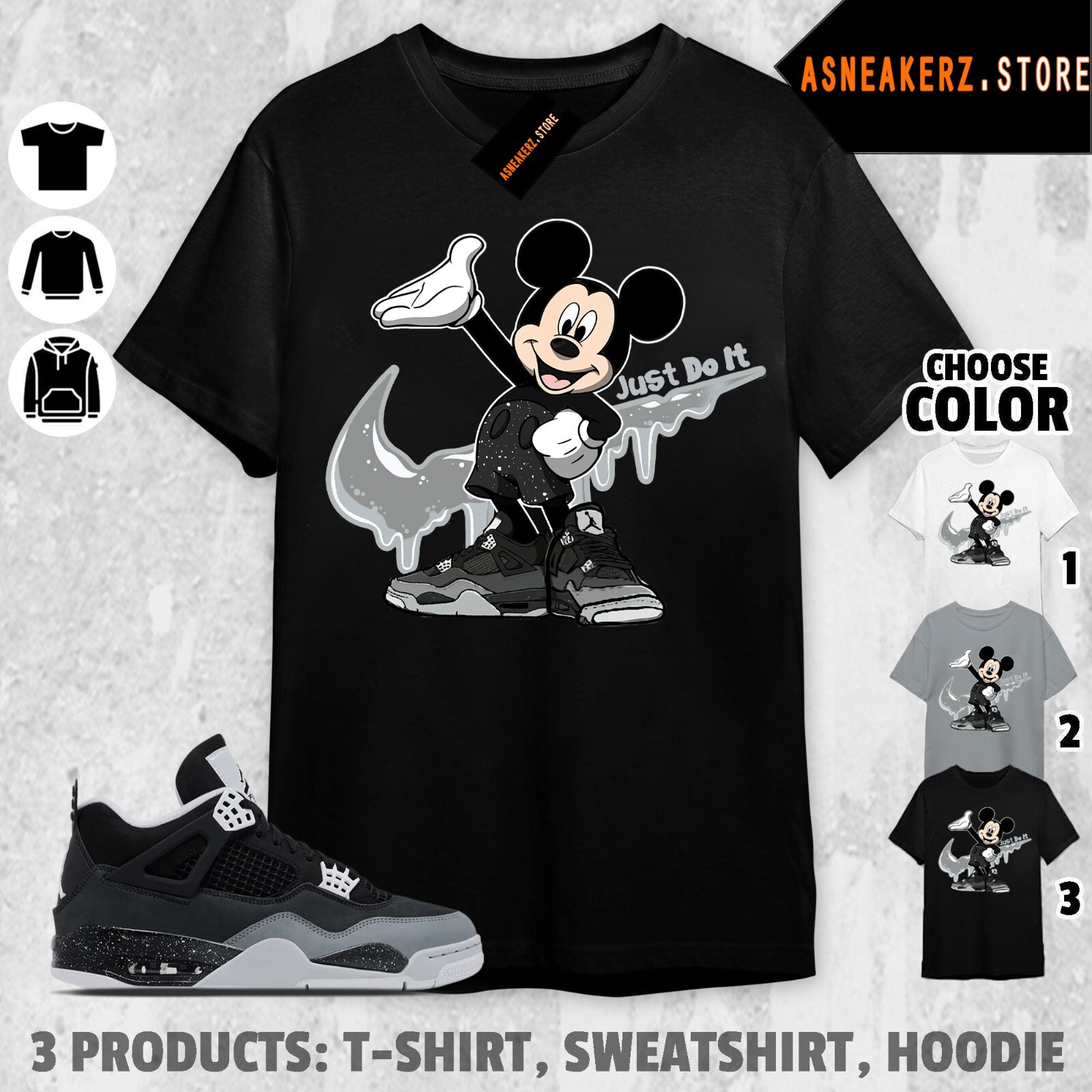 Shirt To Match Jordan 4 Fear 2024 Sneaker Matching Tee Drip M Mouse