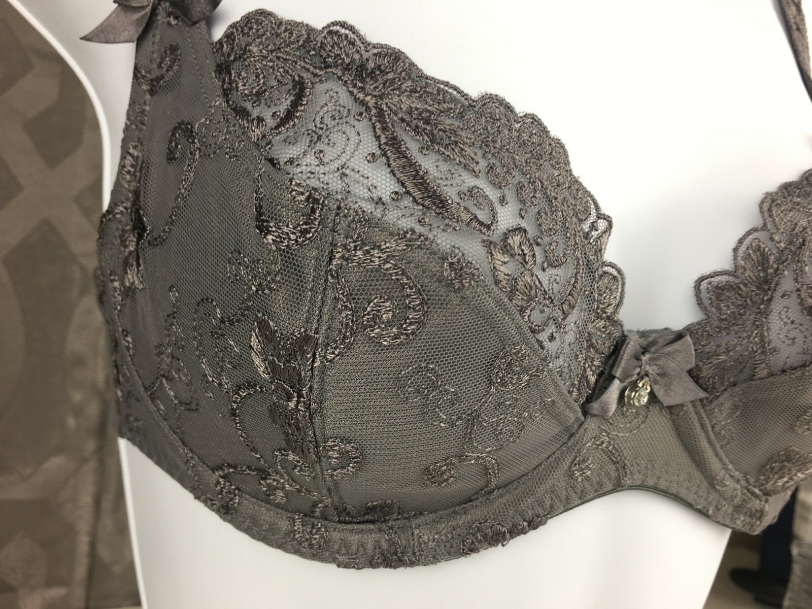 Sexy Lingerie Lace Plunge Underwire Bra Charcoal Grey – Alegro 9012 – Size 30-40