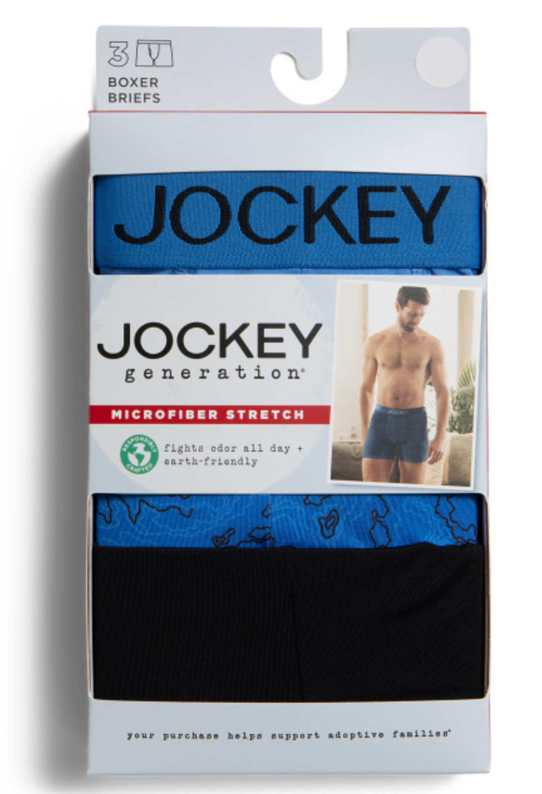 Men’s Jockey 3-Pack Microfiber Stretch Staycool Staynew (Blue -Black ) Underwear